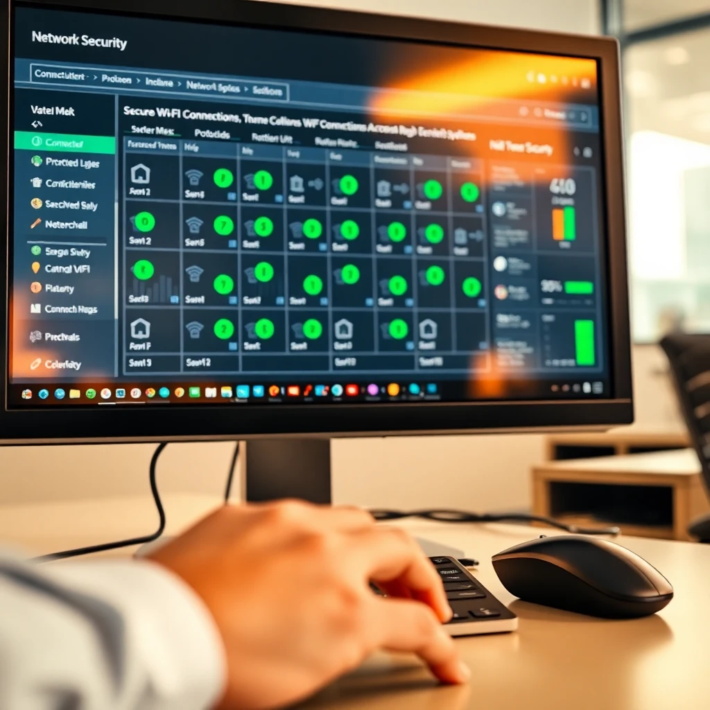 Network security dashboard showing protected connections across apartment units