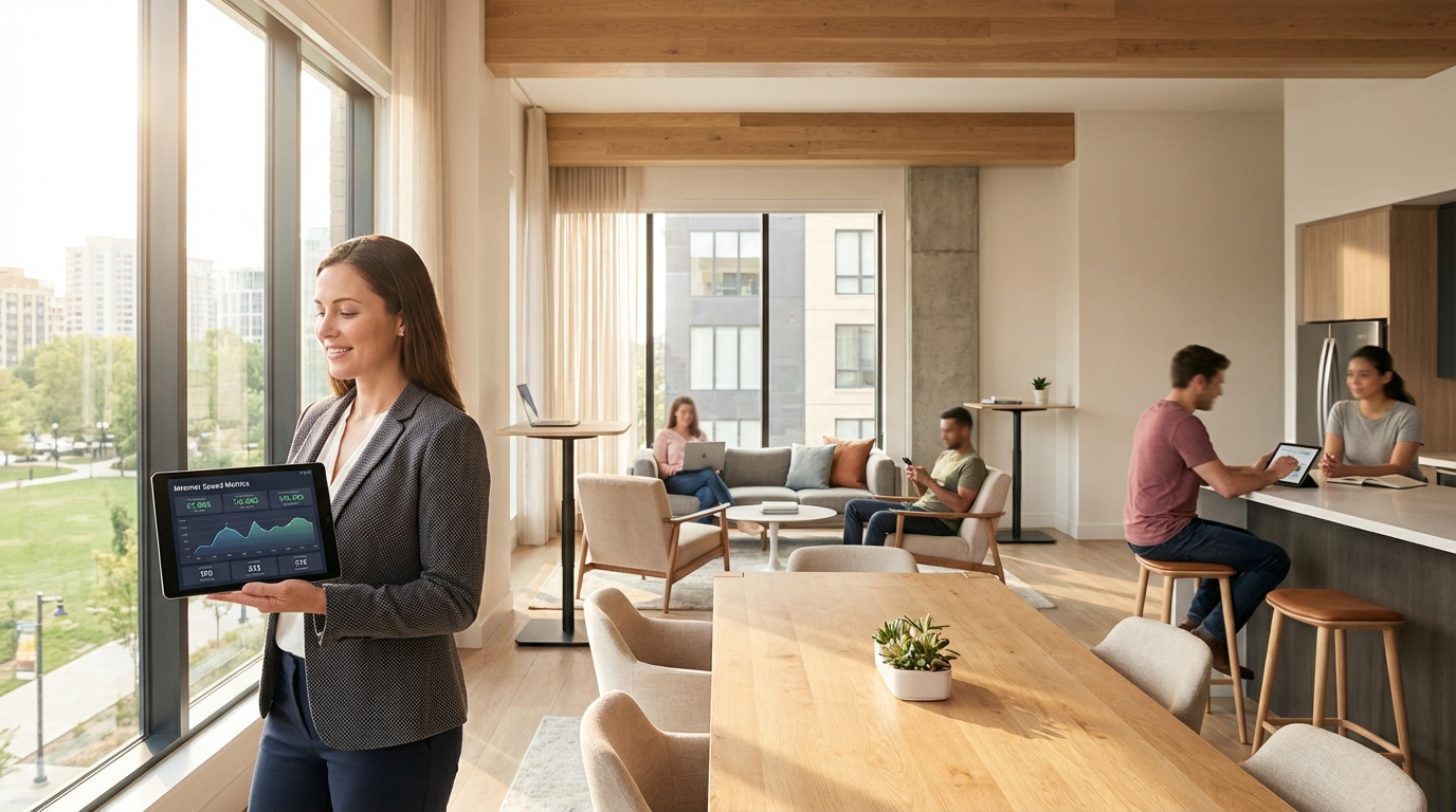 Comparison chart showing different Eugene MDU internet service options and speed tiers