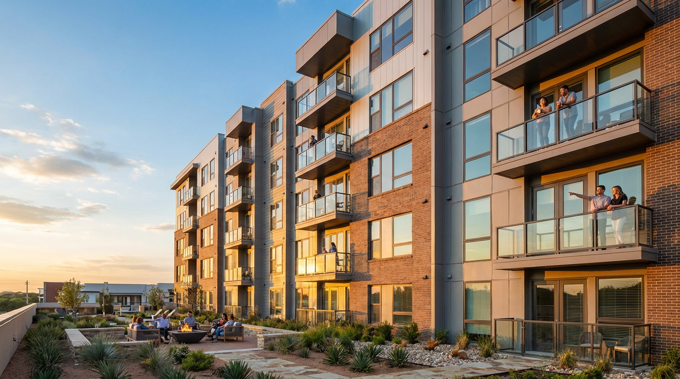 Aerial view of Killeen Texas showing residential apartment complexes and growing infrastructure