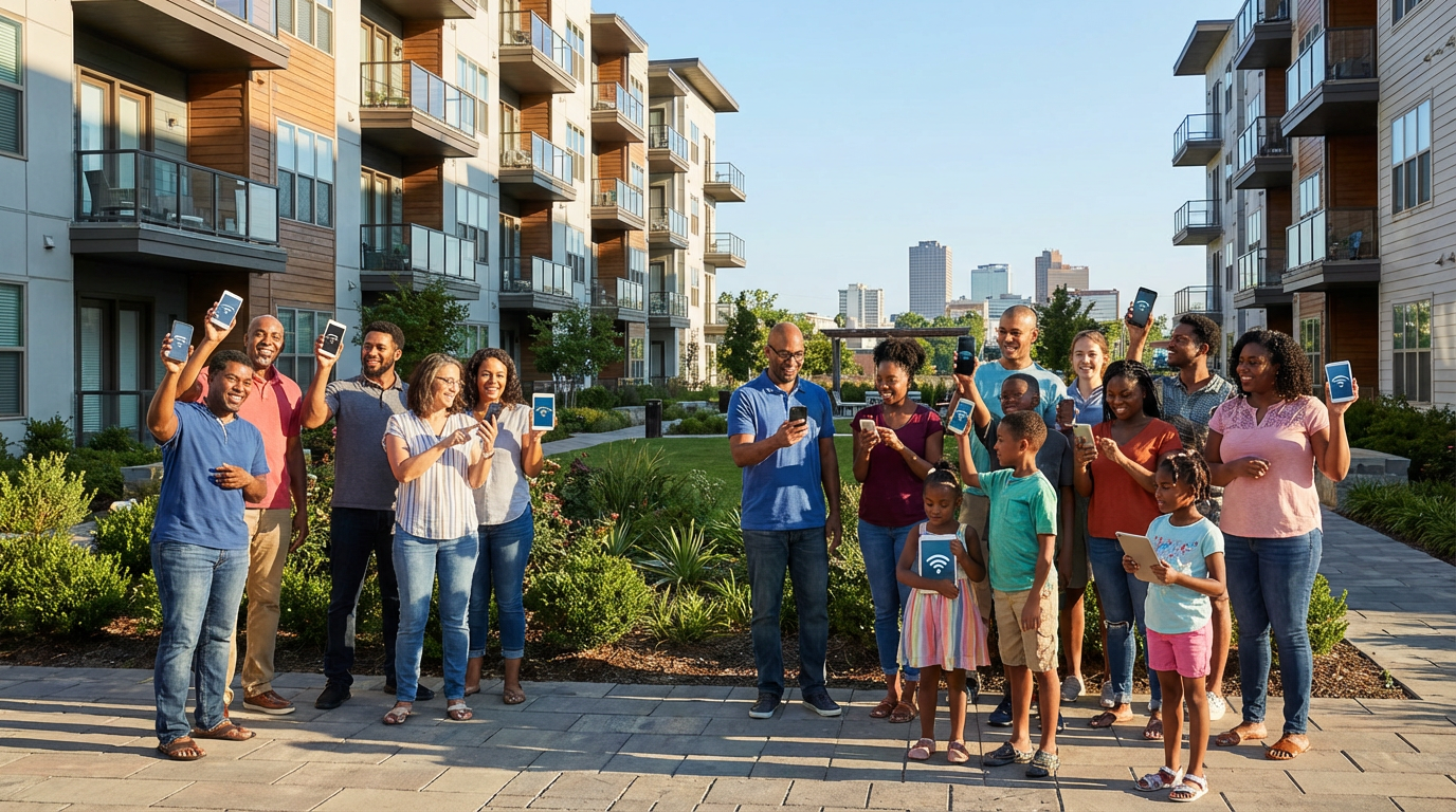 Aerial view of Little Rock skyline showing diverse multi-dwelling unit properties across neighborhoods