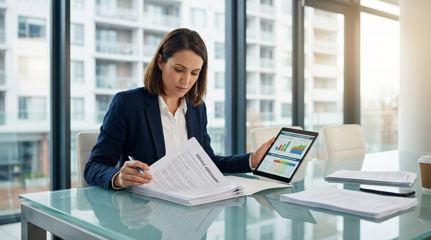 Property owner comparing Little Rock MDU Internet Provider proposals and service agreements